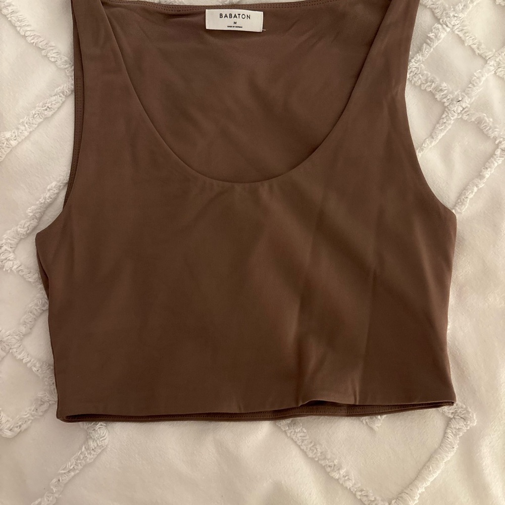 Babaton Taupe Brown Crop Top Contour